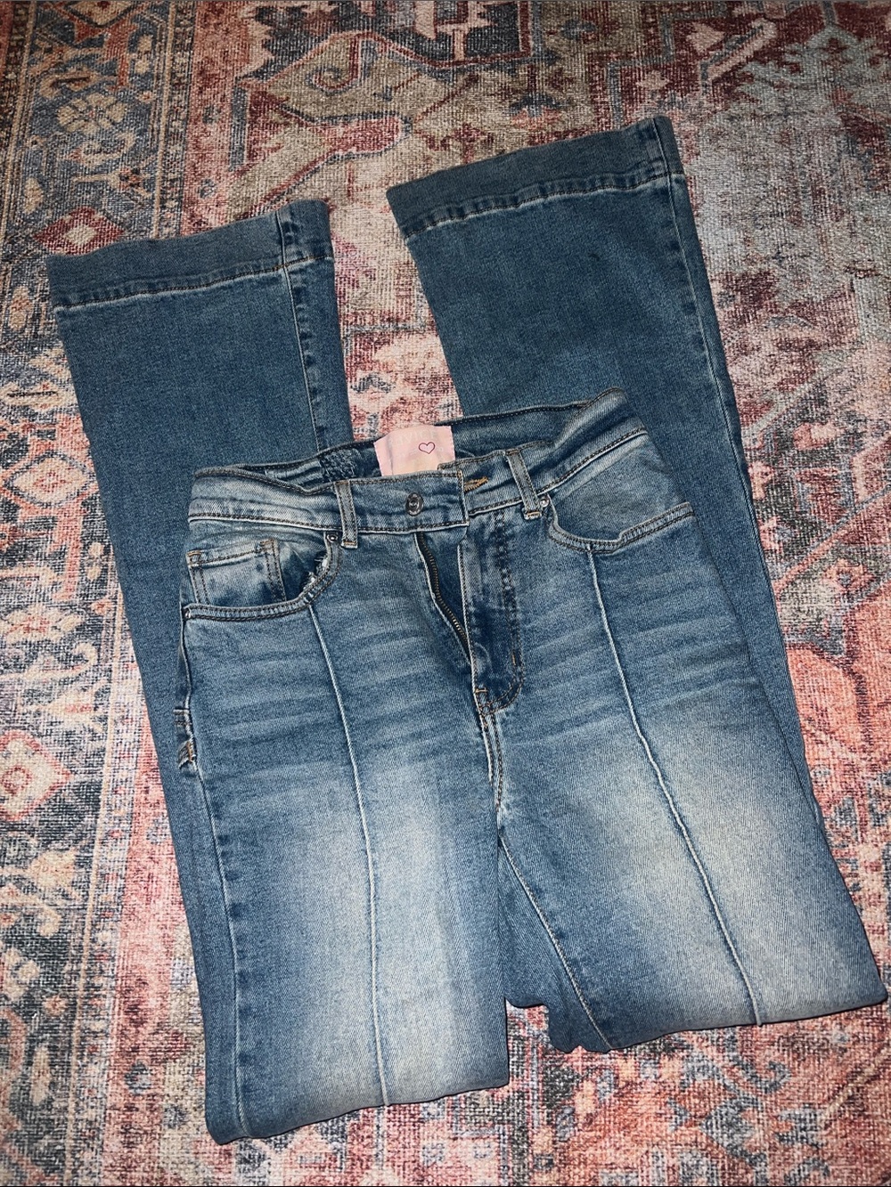REVICE Blue Flare Jeans with Front Seam Detailing